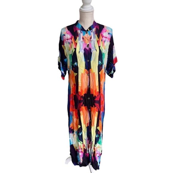 Stillwater The High Slit Shirt Dress Crystal Prism - Picture 2 of 7